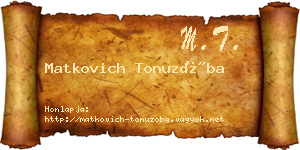 Matkovich Tonuzóba névjegykártya